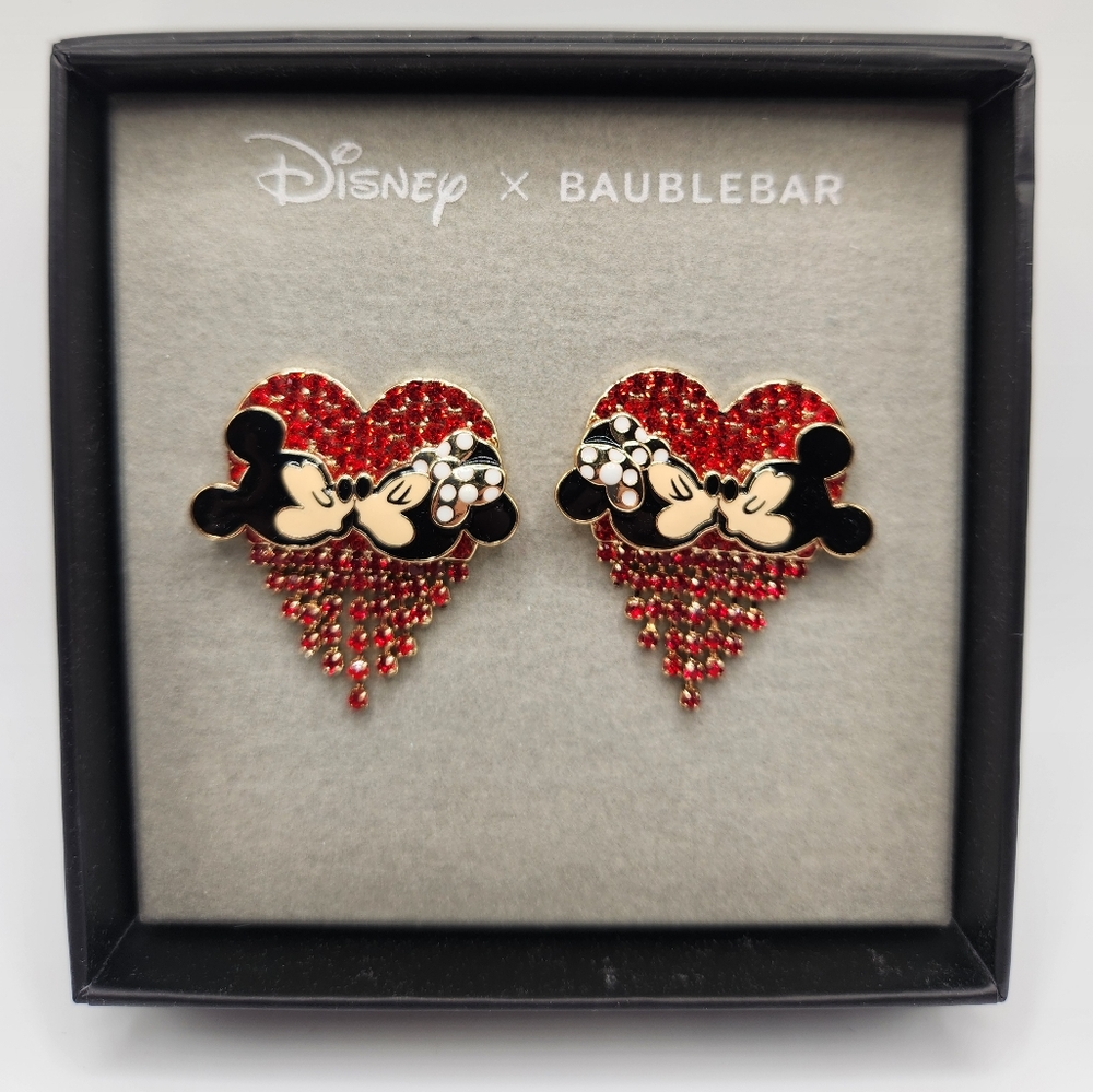 NWOT Disney x Baublebar Mickey and Minnie Kissing Earrings